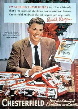 Ronald Reagan promoting Chesterfield cigarettes